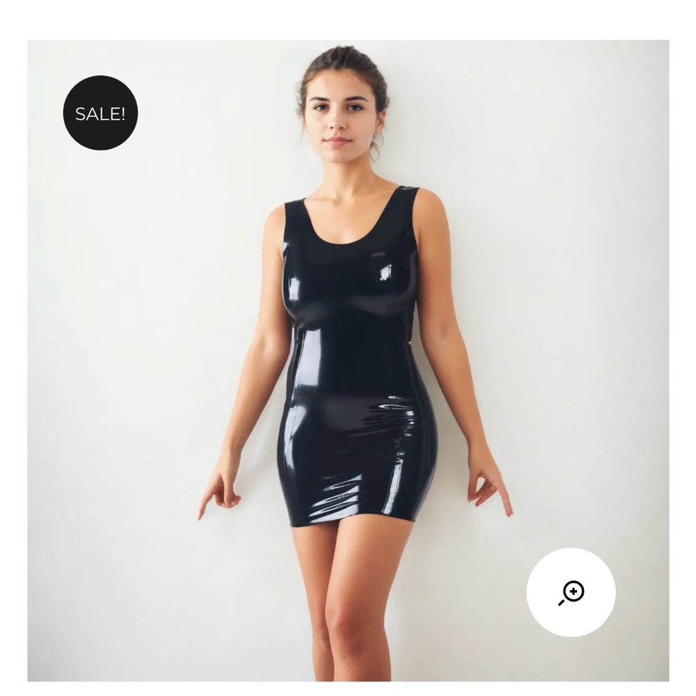 Latex Magic Simple Black Sleeveless Dress